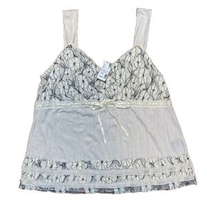 Avenue Tank Top Womens Size 14/16 NEW Pleated Feminine Lace Floral Cami Y2K